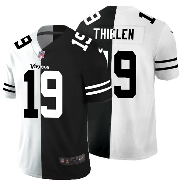 Men's Minnesota Vikings #19 Adam Thielen Black & White Split Limited Stitched Jersey